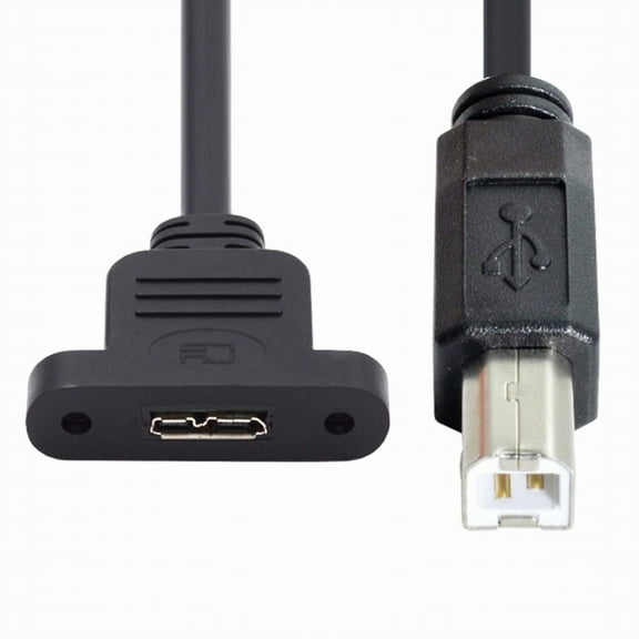 Chenyang Type-B USB2.0 Male to Micro 3.0 Type-B Female Screw Mount Type Extension Cable 480Mbps