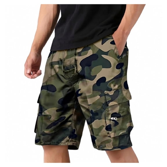 Domuza Mens Cargo Shorts Athletic Lightweight Breathable Casual Gym Work Mens Shorts with Zipper Pockets Camouflage M