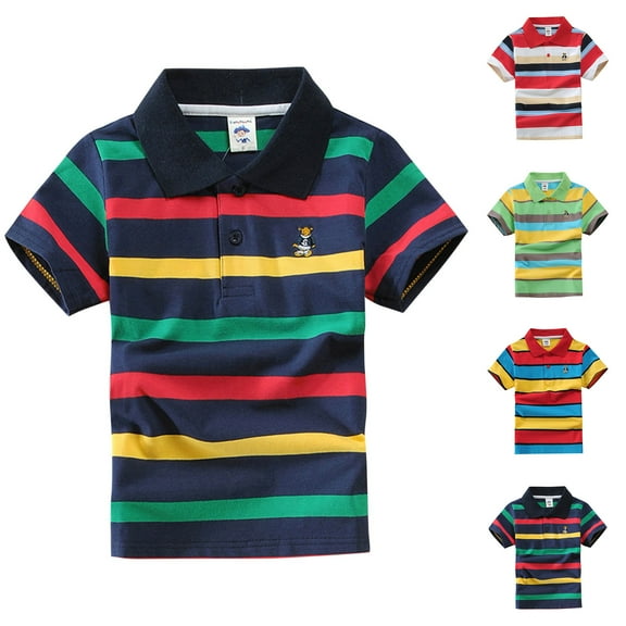 Sentuca Boys Graphic Tees Cotton Short Sleeve Button Lapel T Shirts for Casual Kids Clothes Size 8