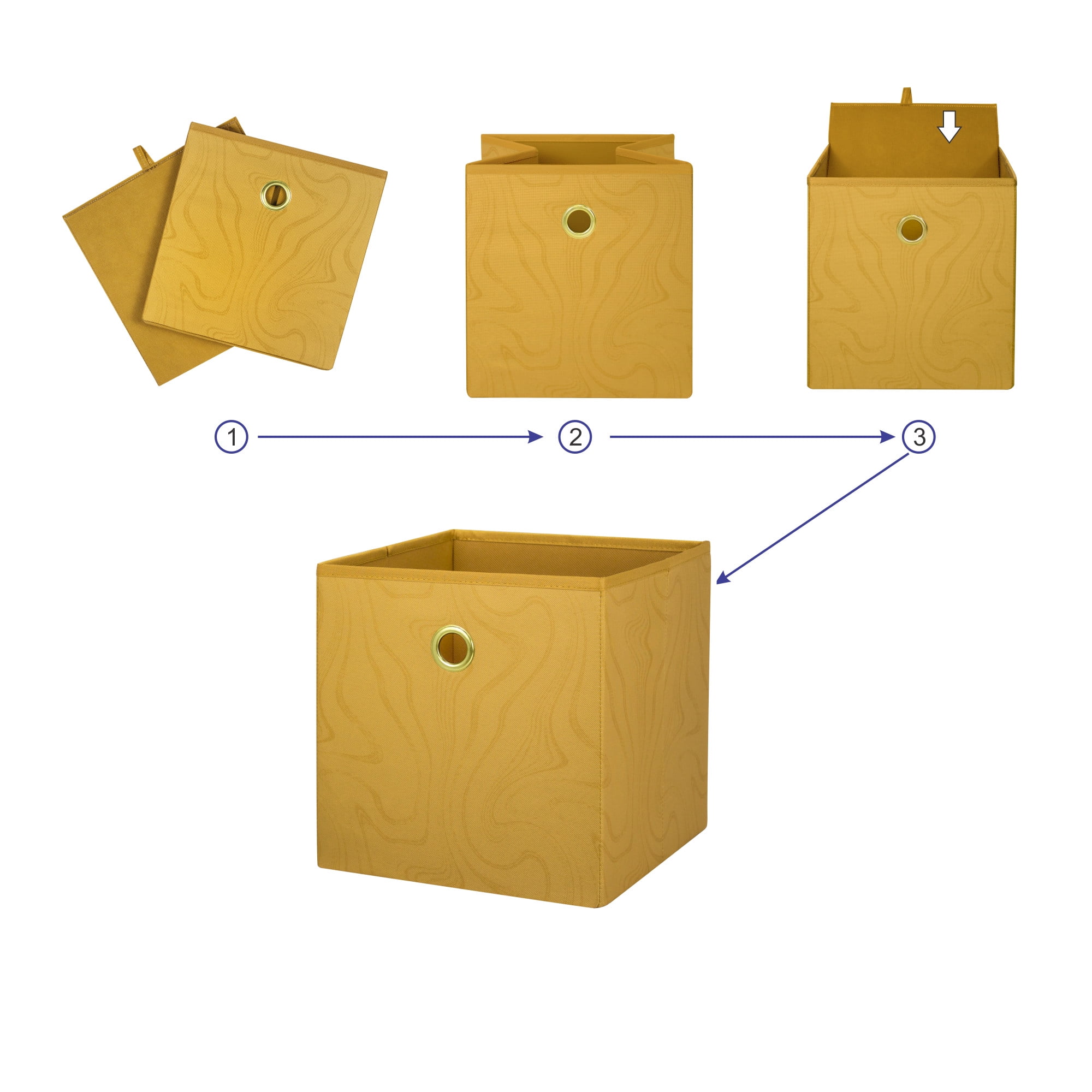 Mainstays Collapsible Fabric Cube Storage Bins (10.5" x 10.5"), 4 Pack, Brown Butter Swirl