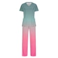 thumbnail image 5 of Ndbuld Scrub Set for Women Women's Short Sleeved Solid Color Pocket Protective Suit Set Short Sleeved V-neck Top/shirt Set on Clearance,S, 5 of 6