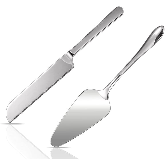 KSENDALO Wedding Cake Knife Server Set, Cake Cutter Set, Cake Cutting Set for Wedding, Celebration, Birthday, Silver