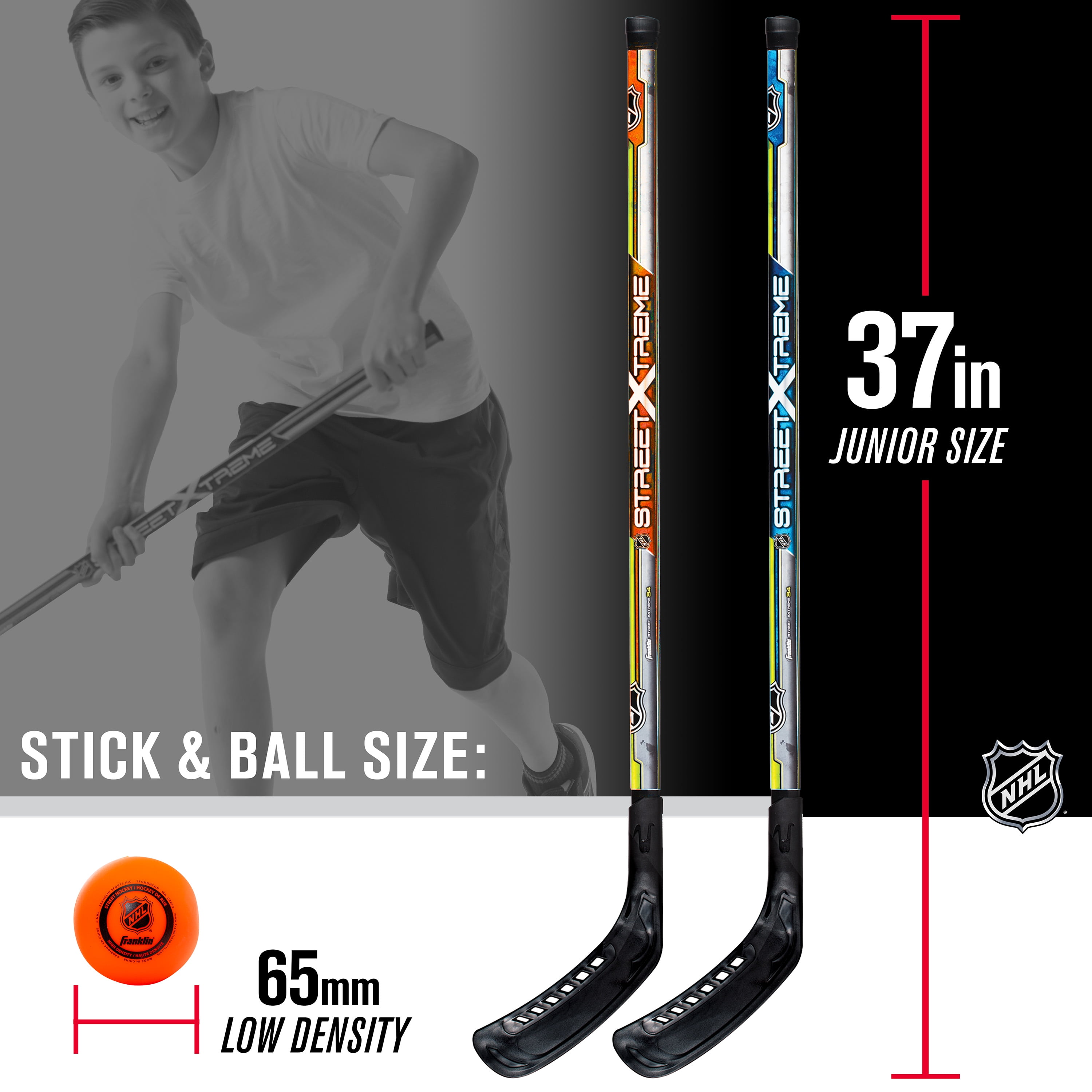 Franklin Sports NHL Street Hockey Set, Kids Play – 2 Sticks & 1 Puck