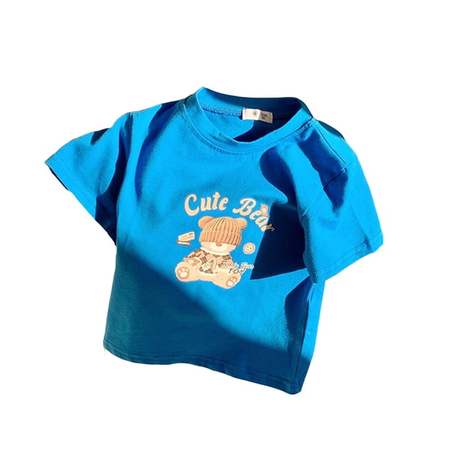 MEZZALL T-Shirt Imprimé Mode Mignon pour Filles, Col Rond, Manches Courtes, Été, Confortable, Décontracté, Ample, Polyvalent, Quotidien, 5-6 Ans
