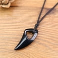 thumbnail image 3 of COAI Obsidian Stone Pendant Wolf Tooth Amulet Necklace for Men, 3 of 5