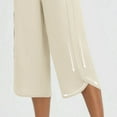 thumbnail image 6 of QATAINLAV Wide Leg Capri Pants for Women Athletic Yoga Capris with Pockets Solid Casual Quick Dry Hiking Work Cropped Trousers Beige XL Gifts for Mom, 6 of 9