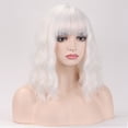 thumbnail image 6 of RightOn 14" White Wig Short Curly Wavy Wig White Wig with Bangs White Wig for Women Synthetic Wig with Wig Cap, 6 of 7