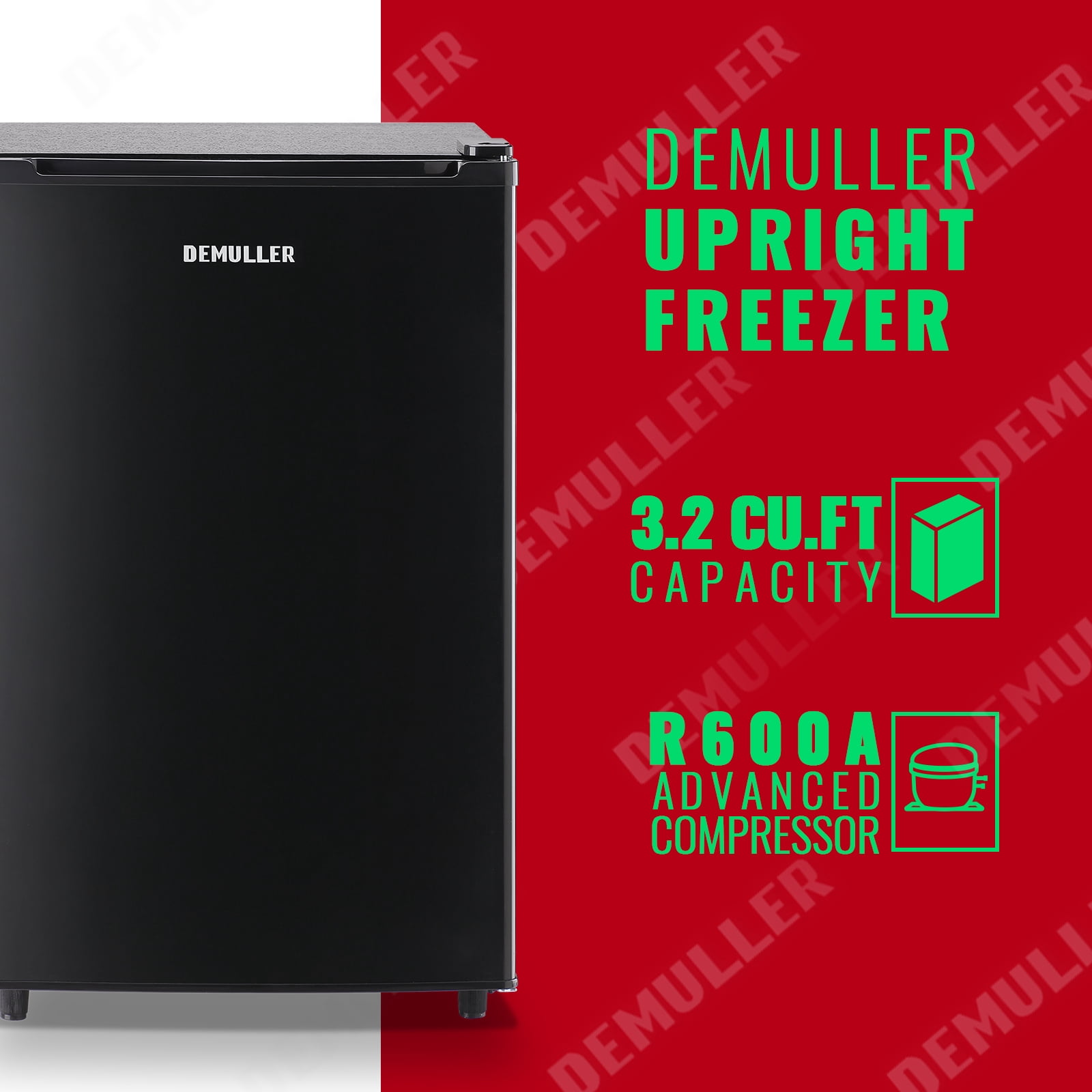Demuller Upright Freezer 3.2 Cu.ft Freezer 7-speed Temperature Control Fix Shelves Black New