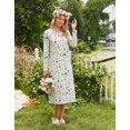 thumbnail image 5 of Ekouaer Long Sleeve Nightgowns for Women Calf Length Sleepwear Long Sleepshirts Crewneck Sleep Dress, 5 of 6