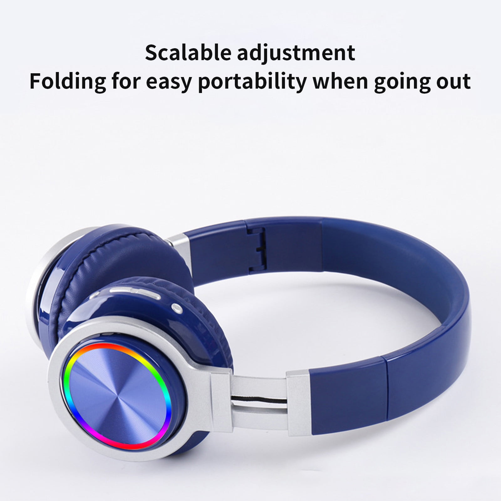 Bluetooth Headphones Over Ear, 65H Playtime and 6 EQ Music Modes Wireless Headphones with Microphone, HiFi Stereo Foldable Lightweight Headset, Deep Bass for Home Office Cellphone PC Ect.(Blue)