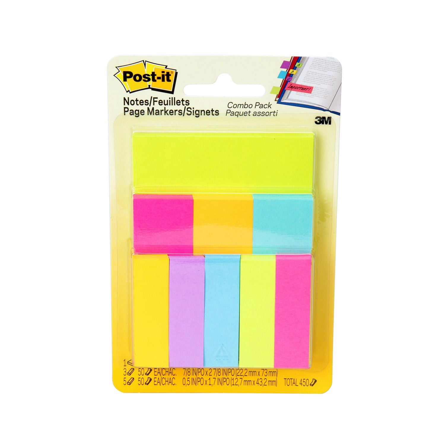 Feuillets et signets 670-Combo Post-it®, tailles et couleurs assorties, 10,1 cm x 7,6 cm (4 po x 3 po)