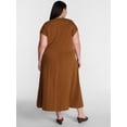 thumbnail image 2 of Terra & Sky Women's Plus Ruched Front Maxi Dress with Short Sleeves, Sizes 0X-5X, 2 of 5