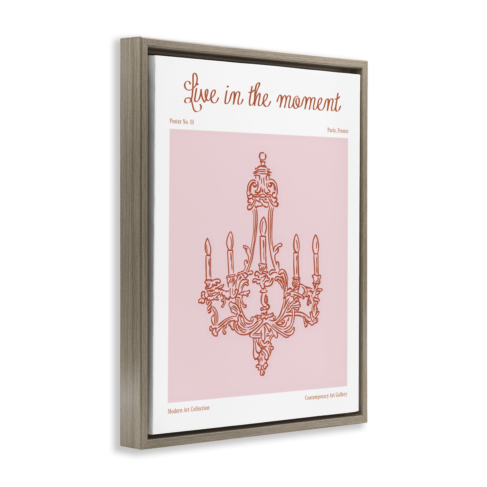 Stupell Industries Live In The Moment Chandelier Brown Framed Floater Canvas Wall Art, design by The Prints Vibe