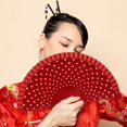 thumbnail image 5 of Byfri Red Spanish Double-Sided Dot Folding Hand Fan Vintage Style for Dance Photo Prop 9.06inch, 5 of 7