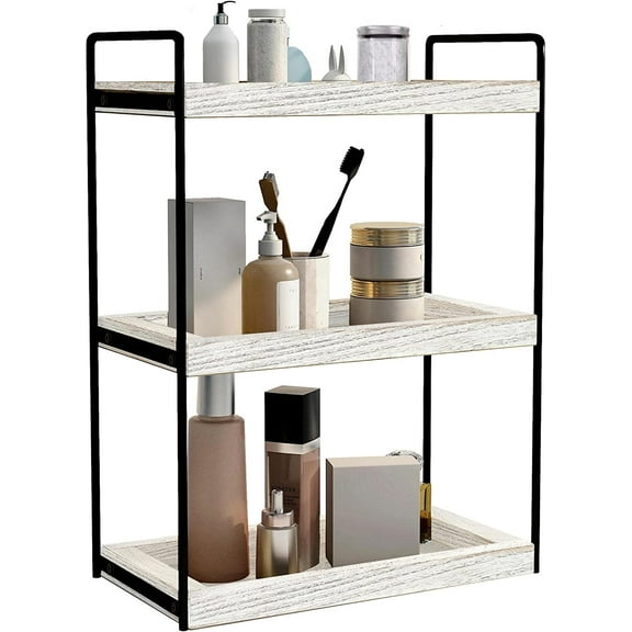 fdbtgysdb 3 Tier Bathroom Counter Organizer Countertop Bathroom Storage Shelf Counter Tray and Vanity Organizer (Brown)