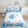 thumbnail image 2 of Erosebridal Ensemble de Couette Initiale Taille Grand, Literie Personnalisée Monogrammée Ensemble de Couette Grand, Décor Floral, Réversible, Ultra Doux, 3 Pcs, 2 of 8