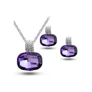 Fashion Elegant Purple Topaz Austrian Crystal Necklace and Earrings Set