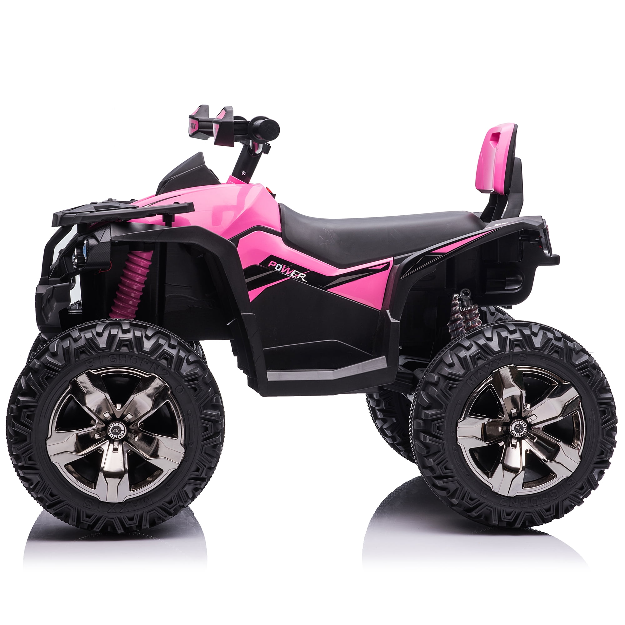 800W Dirt Quad w/ Remote Control - 24V Powered Ride on ATV, Electric Powerful 4-Wheeler for Big Kids, Up to 5.5 mph, Knee Pads, Pink