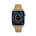 thumbnail image 5 of Bands Compatible with Apple Watch Band 38mm 40mm 41mm, Argyle Engraved Genuine Leather Wristband Starp for iWatch SE SE2 Series 9 8 7 6 5 4 3 2 1 Women Men,Khaki, 5 of 8