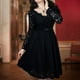 thumbnail image 5 of Vestido de cóctel formal con escote en V y manga larga con encaje floral vintage para mujer de Laklulu, negro, XXXL, 5 of 5