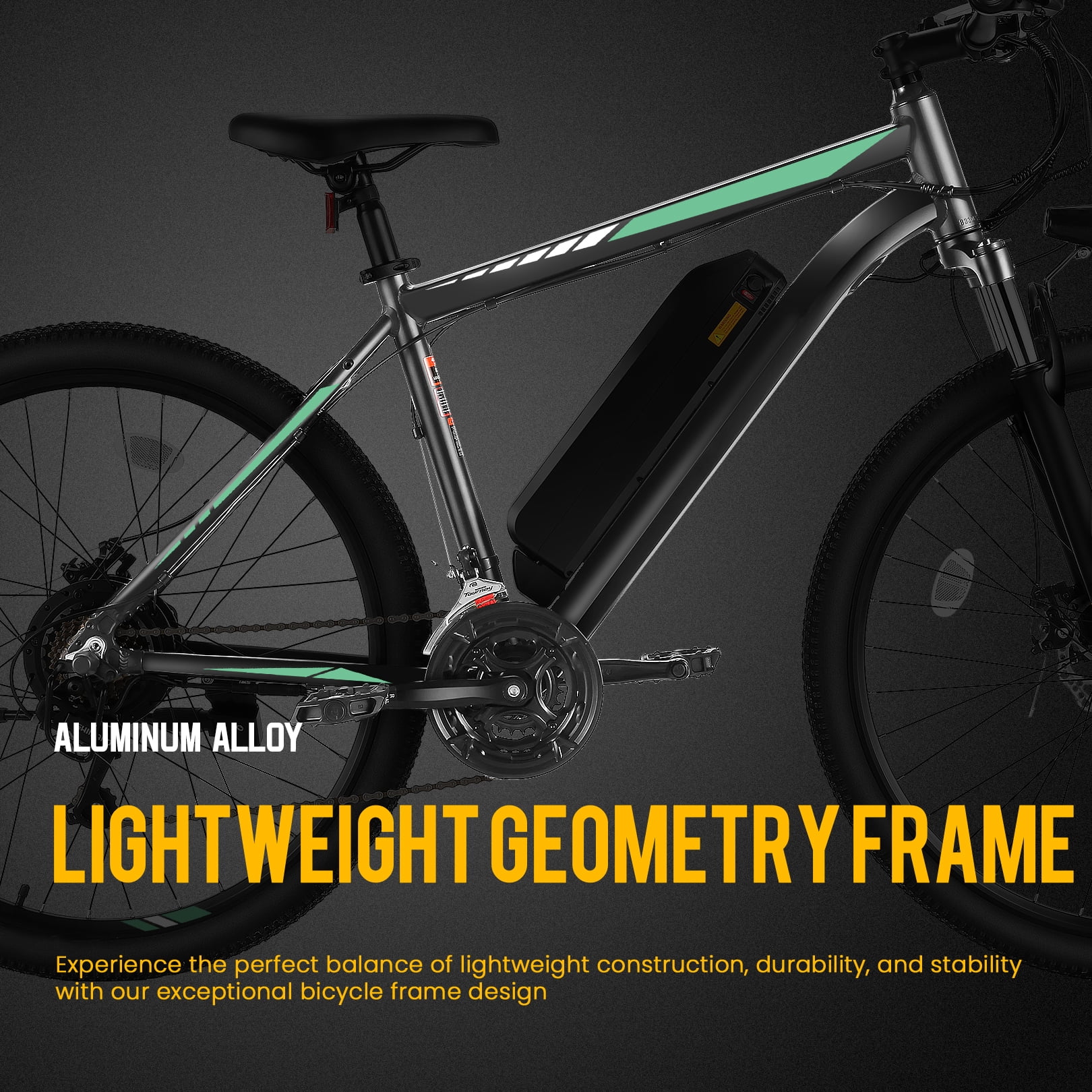 Elifine 26" Electric Bike for Adults 350W Electric Mountain Bike with 36V 10.4Ah Removable Battery, LCD, Lockable Suspension Fork, 5 Riding Modes, 21 Speed Commuter Ebike, UL2849