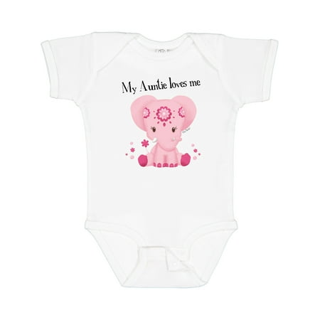 

Inktastic Aditi My Auntie Loves Me Pink Elephant Beautiful Gift Baby Girl Bodysuit