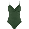 thumbnail image 3 of Hilor Womens One Piece Swimsuits Front Twist V Neck Shirred Bathing Suits Monokini Swimwear, 3 of 9