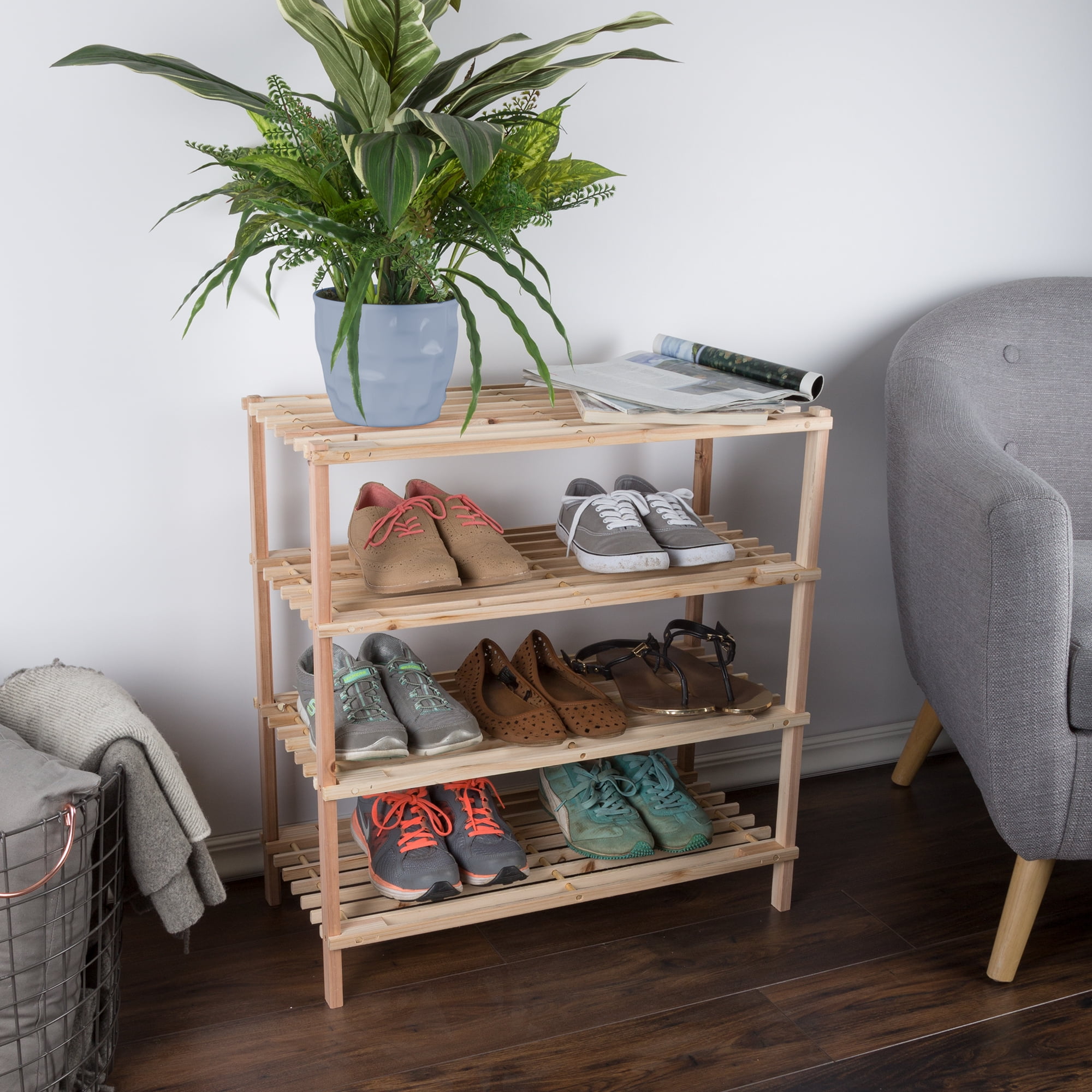 Wood Shoe Rack, Storage Bench Closet, Bathroom, Kitchen