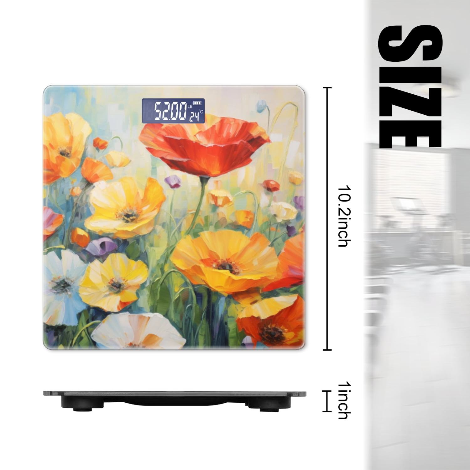Bathroom Scale, Highly Accurate Digital Body Scale,Precisely Measures Weight up to 400 lbs-Painting Of Colorful Poppies In The Sunlight
