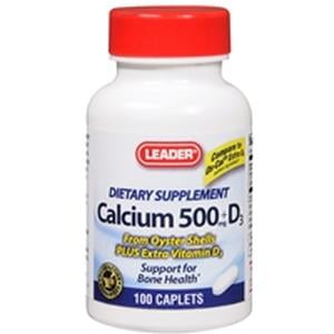 Leader Calcium 500mg  with Vitamin 400IU Caplets