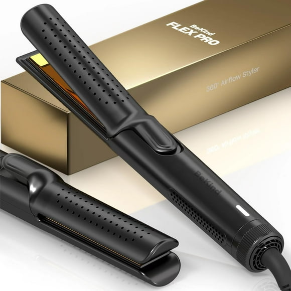 Bekind Flex 2 en 1 360 Hair Styler Plancha alisadora y rizador de cabello para todos los estilos Diseño de placas flotantes Airflex Temperatura más baja para un mejor peinado Regalo para niñas y mujer
