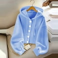 thumbnail image 2 of Sahpxhe Womens Cropped Cardigan Sweaters Hooded Long Sleeve Button down Knit Sweater Coat Soft Oversized Fall Casual Tops Blue M, 2 of 6
