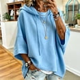 thumbnail image 2 of Women's Oversized 3/4 Sleeve Sweatshirt, Loose Fit Drawstring Shirt, Lightweight Casual Fall Outwear, 2 of 6
