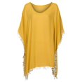 thumbnail image 5 of WREESH Womens Beach Cover Ups Trim Kaftan Chiffon Tassels Swimwear Summer Loose Solid V-Neck Tops Swimsuit Coverup Yellow, 5 of 5