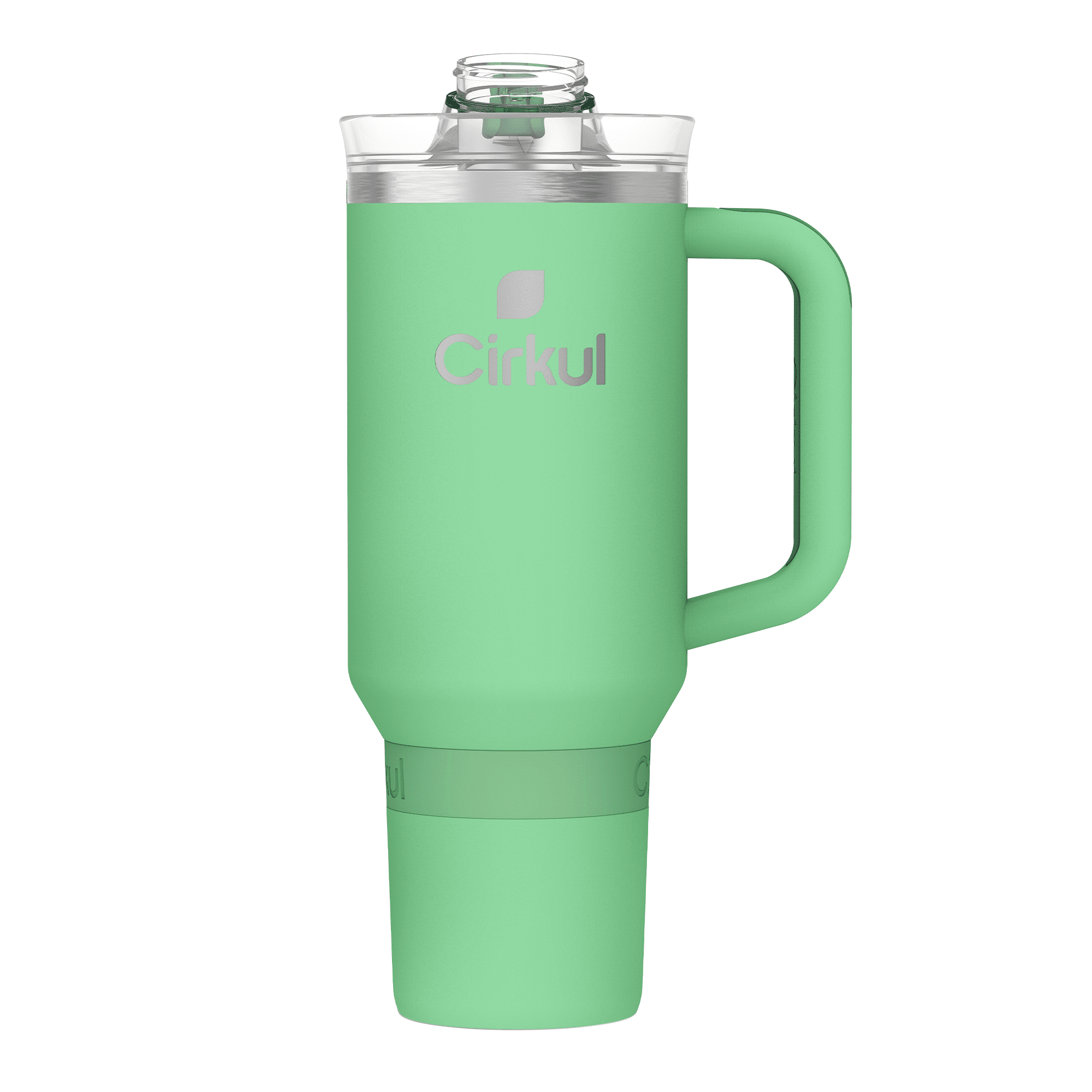 (2 pack) Cirkul 40oz All-Day StrawSip Double-Wall Insulated Stainless Steel Tumbler with Handle, Eucalyptus (Light Green)