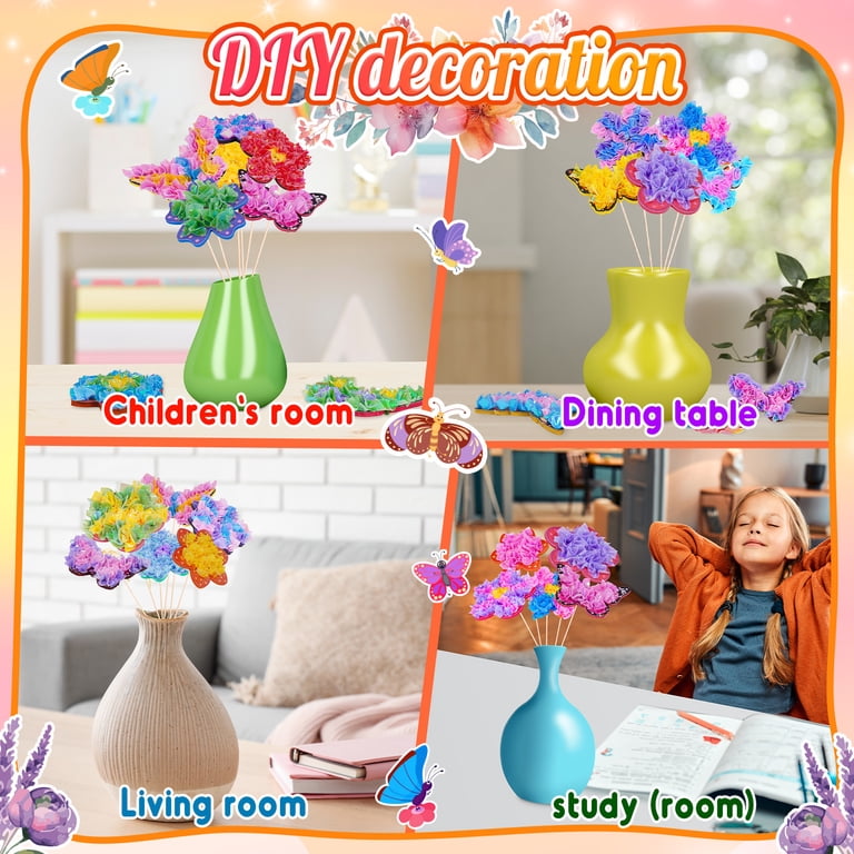 Kit De Manualidades Poke Art Para Niñas – Flores De Espuma Y Tela – Haz Tu Propio Ramo De Flores Sin Pegar Ni Cortar – Regalo Creativo Para Niñas 4-12 Años