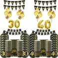 thumbnail image 2 of Birthday Hanging Banner Flags Number Balloons for Adult 30 Years Anniversary Supplies 30th 40th 50th 60th birthday decorations, 2 of 10