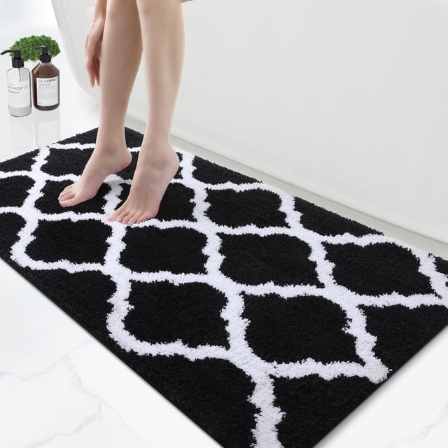 Alfombra de baño OLANLY, suave microfibra, 120 x 60 cm, color negro