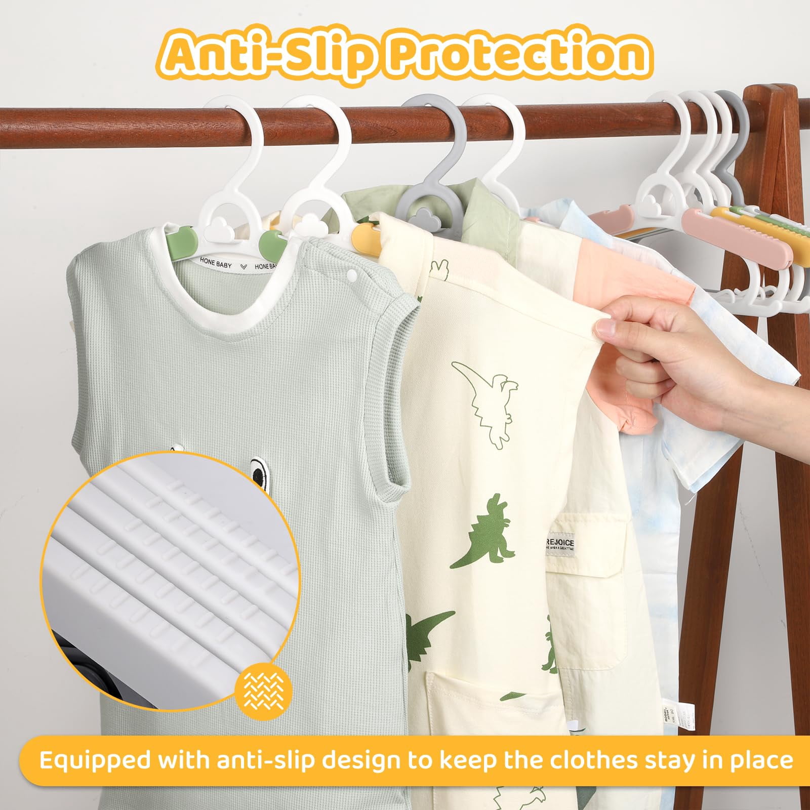 Adjustable Multicolor 11-15" 40 Pack Clothes Hangers for Baby and Children Closet Storage