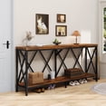 thumbnail image 5 of 69" Narrow Console Table for Entryway, 2-Shelves Wooden Sofa Table Behind Couch, Farmhouse Skinny Entryway Table , Brown, 5 of 11