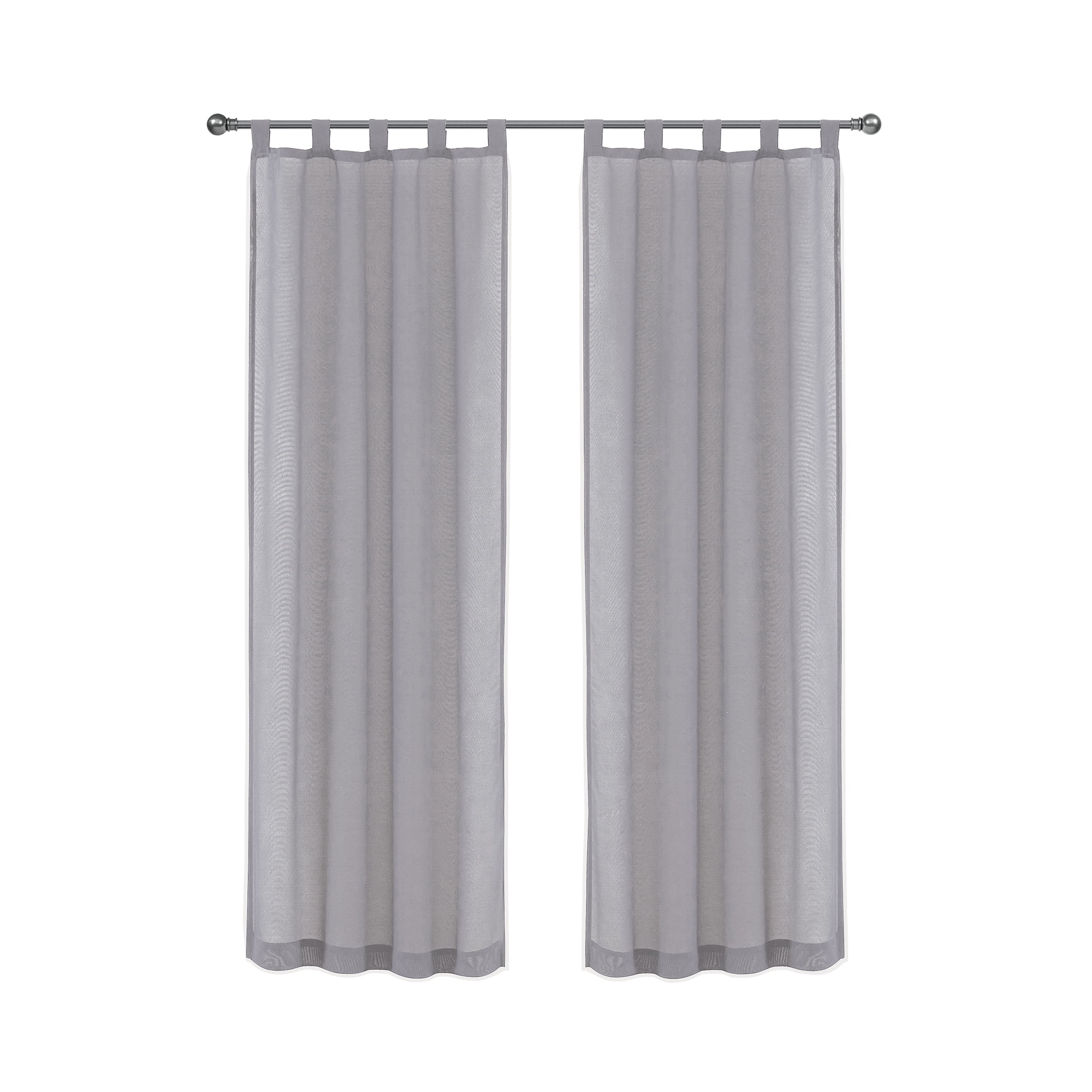 Mainstays Light Filtering Tab Top Curtain Panel Set, Set of 2, Grey, 37" W x 84" L