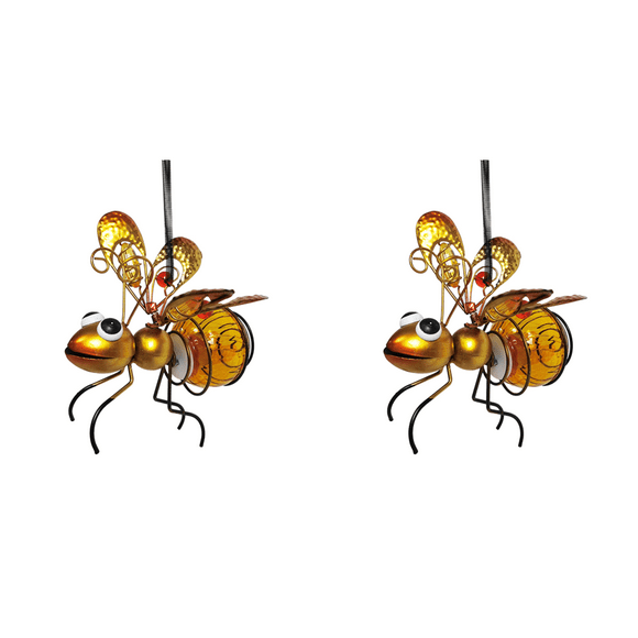 Peggybyg Solar Outdoor Insect Lamp Hanging Bug Lights for Outside Lawn Decor (Gold)