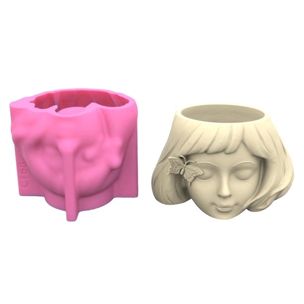 B Molde de silicona para maceta, molde de cemento de hormigón para bolígrafo artesanal, decoración del hogar