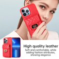 thumbnail image 5 of SaniMore for iPhone 13 Pro Max PU Leather Case, Multi-Functional Metal Snap Wallet Cover with Card Slot & Kickstand Shoulder Strap Full Body Protective Shell for iPhone 13 Pro Max, Red, 5 of 10