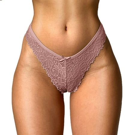 

Tummy Control Underwear Floral Lace Mesh Low Rise Hollow Out Transparent Plus Size Women s Panties Pink L