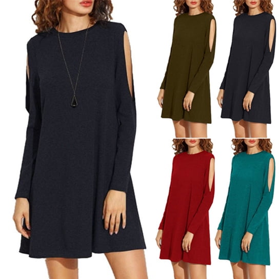Vistashops - Flirty Cold-Shoulder Swing Tunic Dress, Available in 5 ...