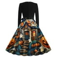 thumbnail image 3 of Nmnitkp Halloween Dresses High Cost Performance Women's Cap Sleeve 1950s Retro Vintage Cocktail Swing Dresses High Quality Fabric Halloween Dresses with Belt & Fine Workmanship Gothic Dress, 3 of 3