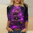 thumbnail image 2 of 3/4 Length Sleeve Womens Christmas Tops MIUOWANP Women's Fashion Tees Casual Crewneck 3/4 Sleeve Loose T Shirt Ladies Tops Blouses Shirts Multicolor L, 2 of 5