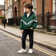 thumbnail image 2 of Boy Fleece Lined Hooded Windbreaker Jacket Reflective Stripe Zip up Lightweight Outerwear Winter Jacket Easy to Fold Raincoat, 2 of 9