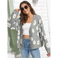 thumbnail image 2 of Long Sleeve Women's Open Front Button Down V Neck Knitted Floral Print Sweaters Cardigan, 2 of 6
